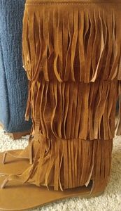 Fringe flip flop tall sandal